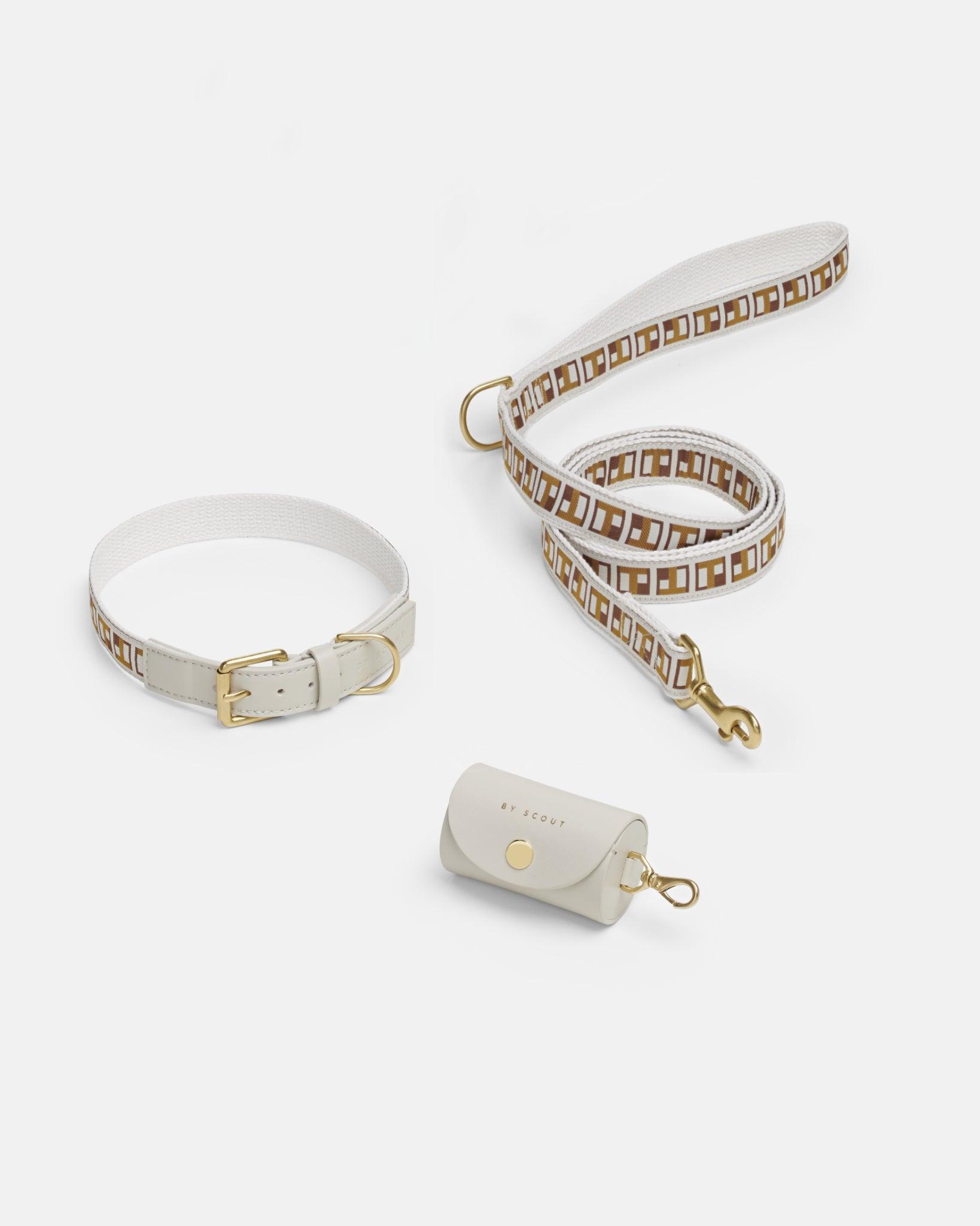Trove Dog Collar and Leash and Poop Bag Holder - Golden Brown - By Scout