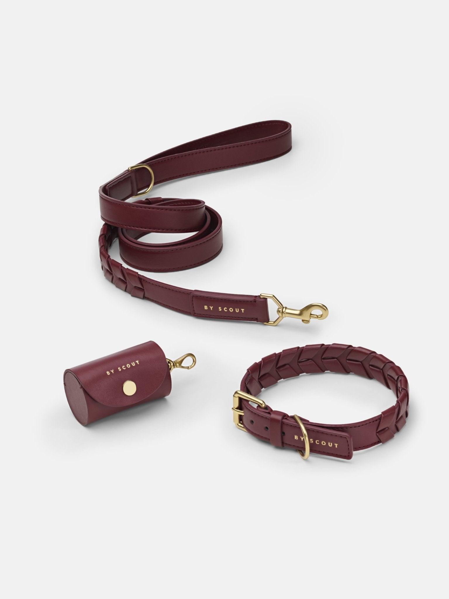 Mela Caspita Dog Collar and Leash - Burgundy - By Scout