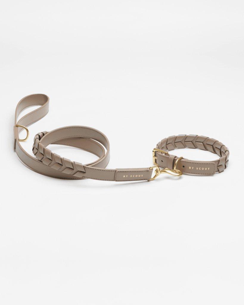 Mela Caspita Dog Collar and Leash set - Taupe - By Scout