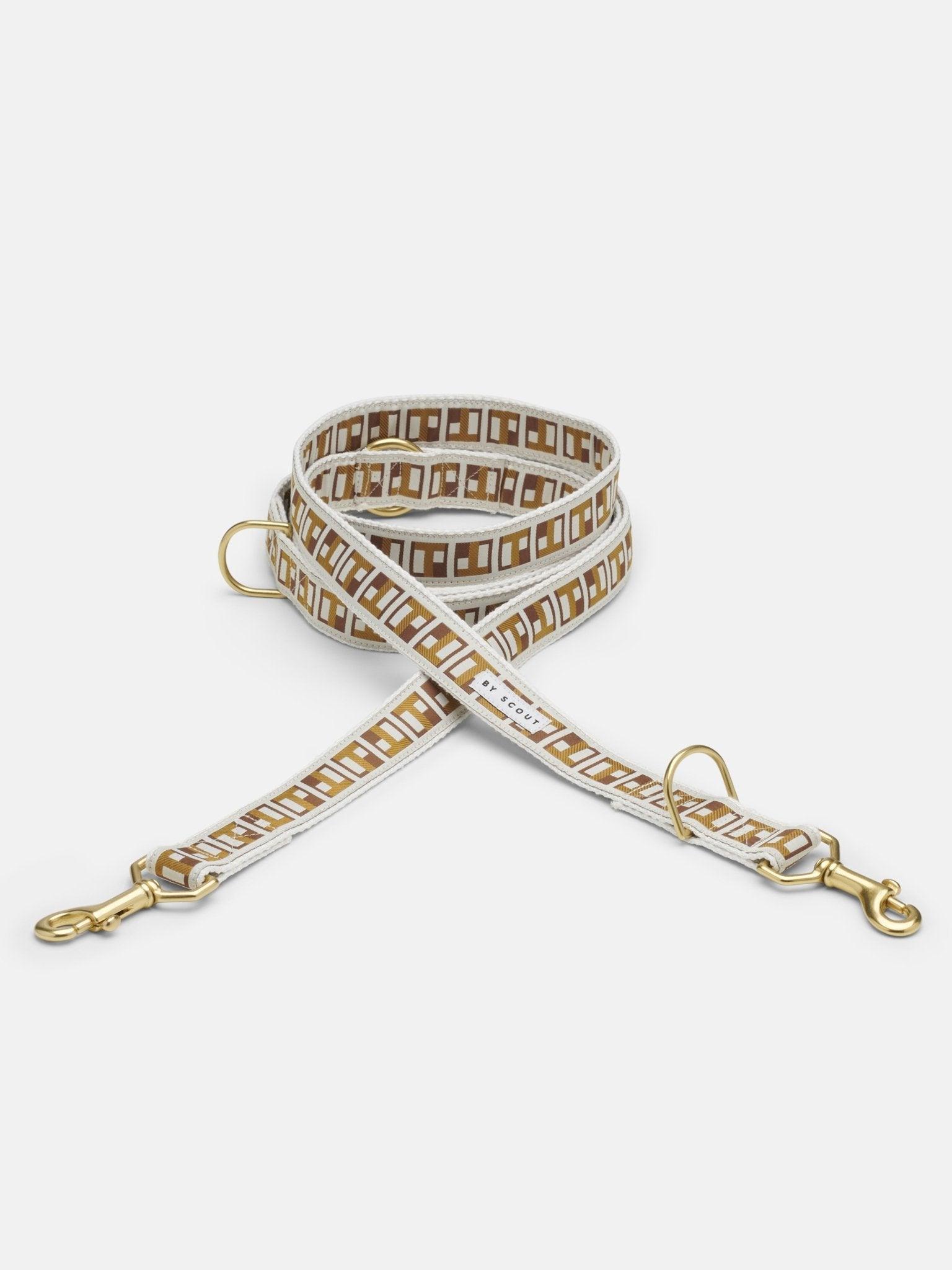 Trove Adjustable Dog Leash with solid brass hardware clasps - Golden Brown - By Scout