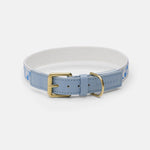 Graphic pattern dog collar in a shade of blues with a vegan leather strap - By Scout