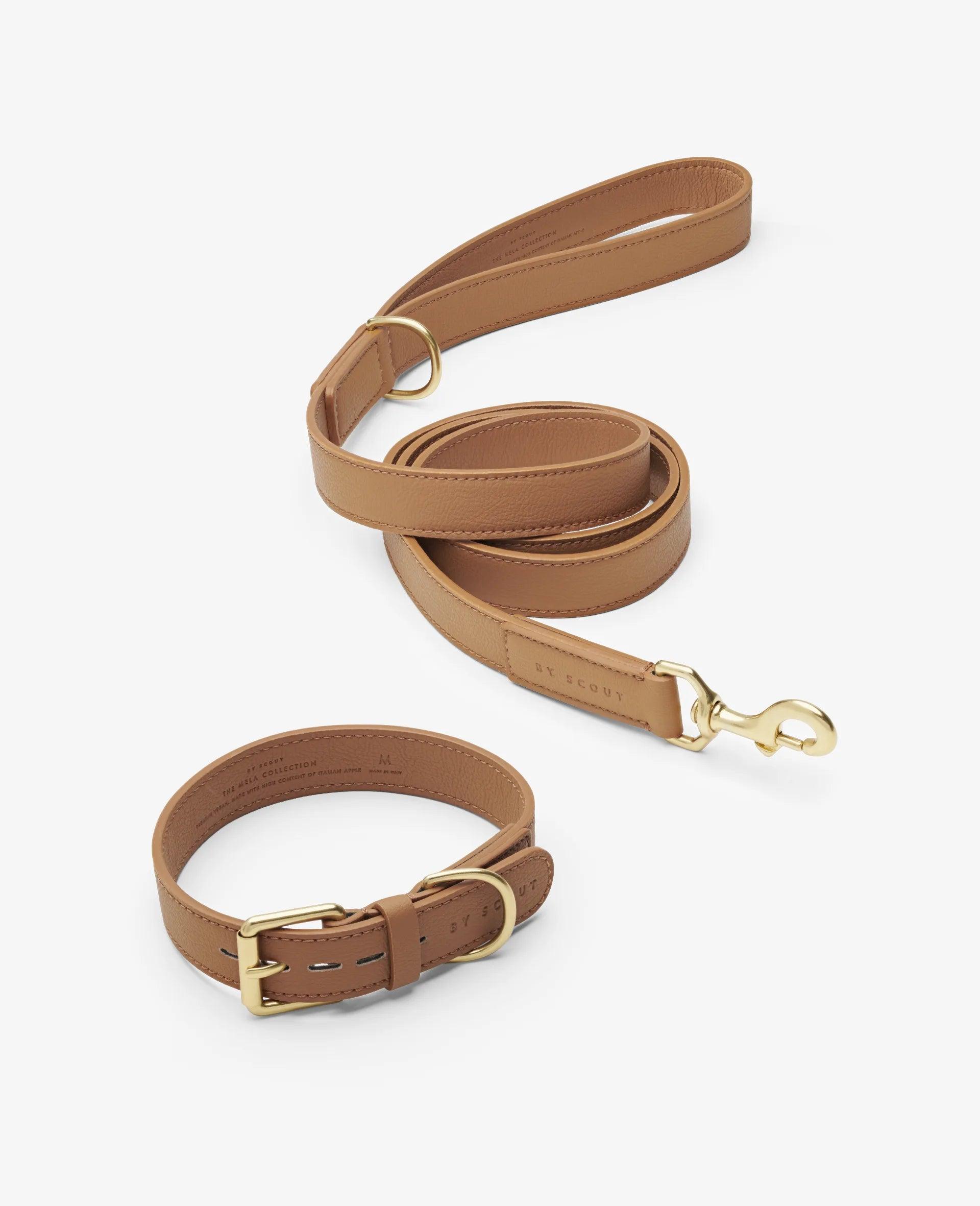 Mela Basic Dog Collar and Leash Set - Cognac - By Scout